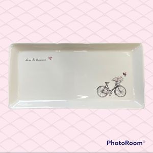 Rae Dunn Magenta Love & Happiness Dish Large 14”x7”